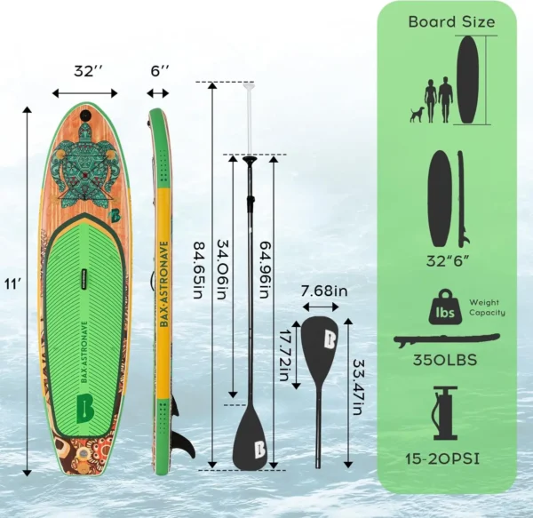 Pripučiama irklentė 320 cm, žalia SUPX101