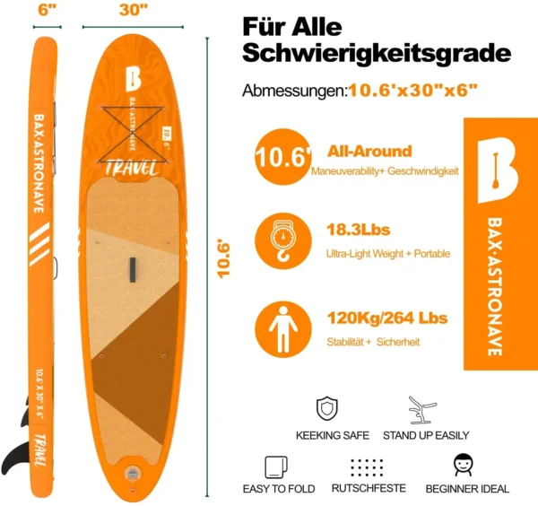 Pripučiama irklentė 335 cm, oranžinė. SUPX113 - Image 2